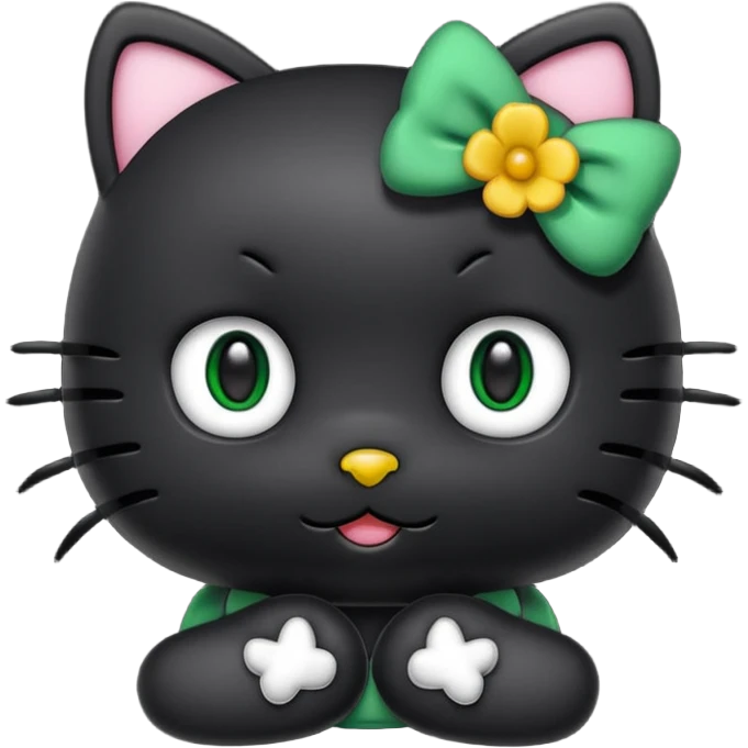 hello kitty noir avec yeux vert emoji
