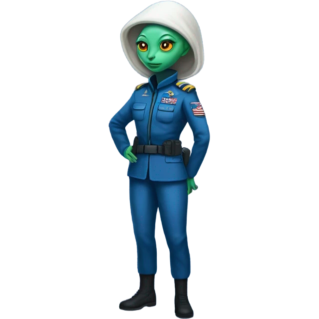 Reptilian Alien woman general blue uniform usa space force, full body,  emoji