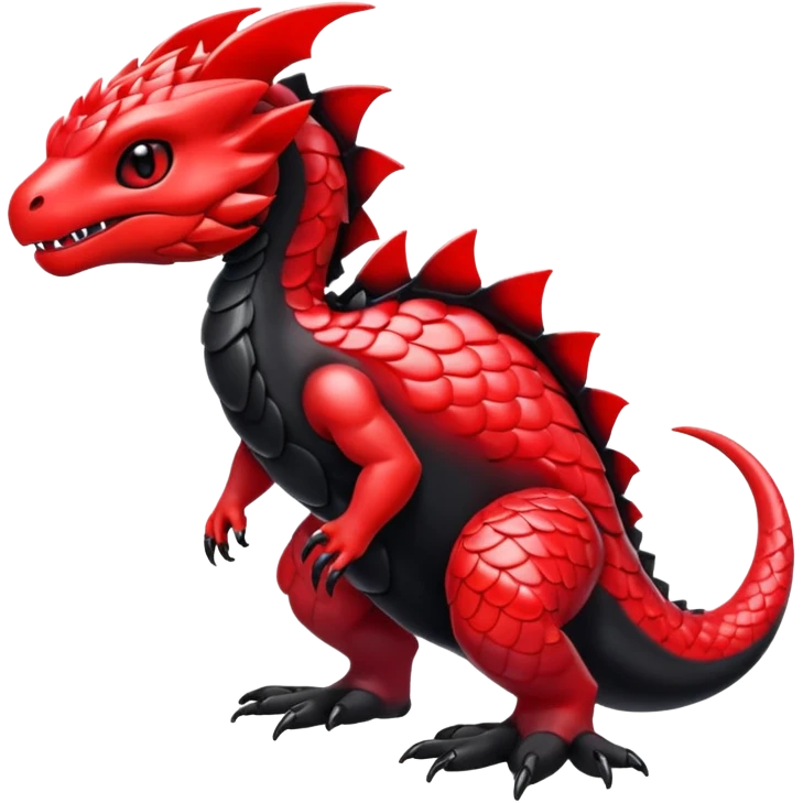 Shiny Red And Black Colorful Fakémon-hybrid-creature (full body)  emoji