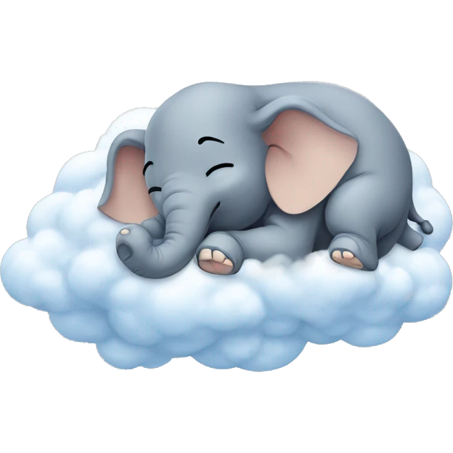 On clouds sleeping elephant emoji