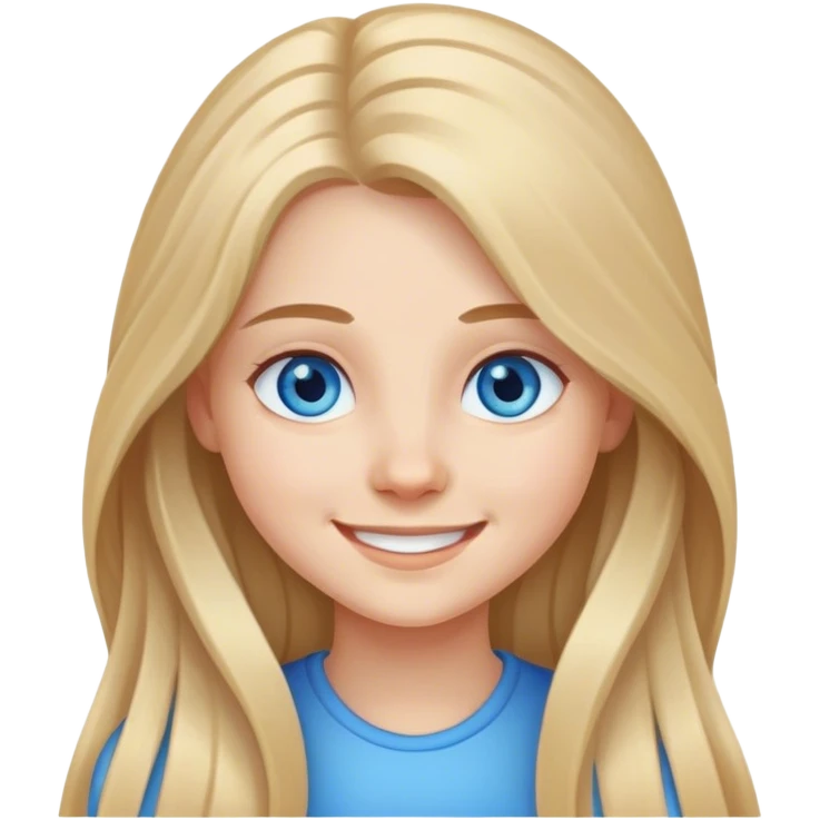 smiling girl with long hair with blue eyes emoji