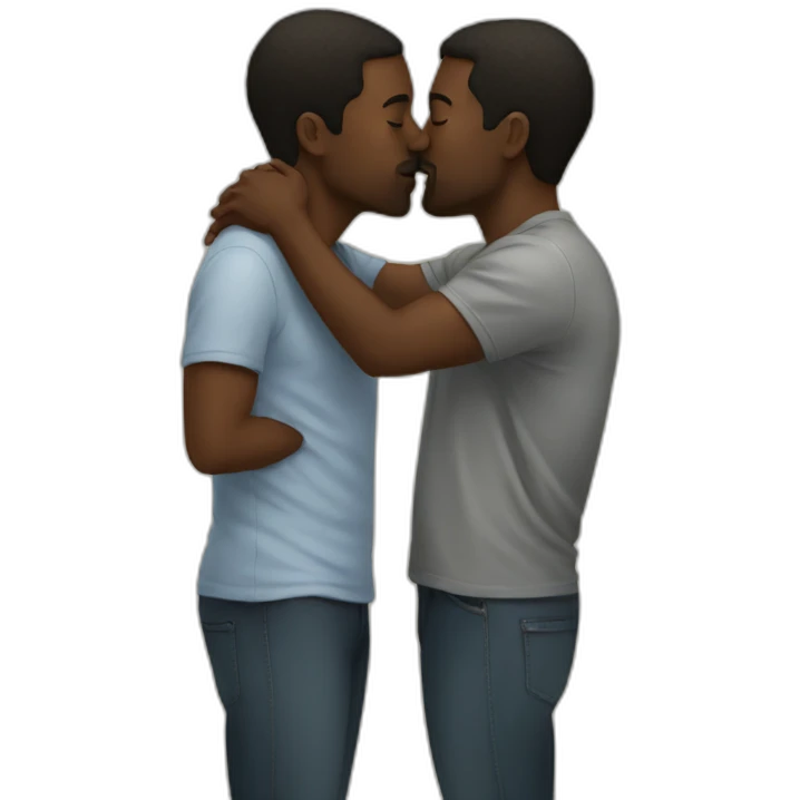 Black men kissing emoji