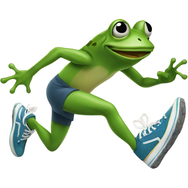 Quick running frog with sneakers emoji