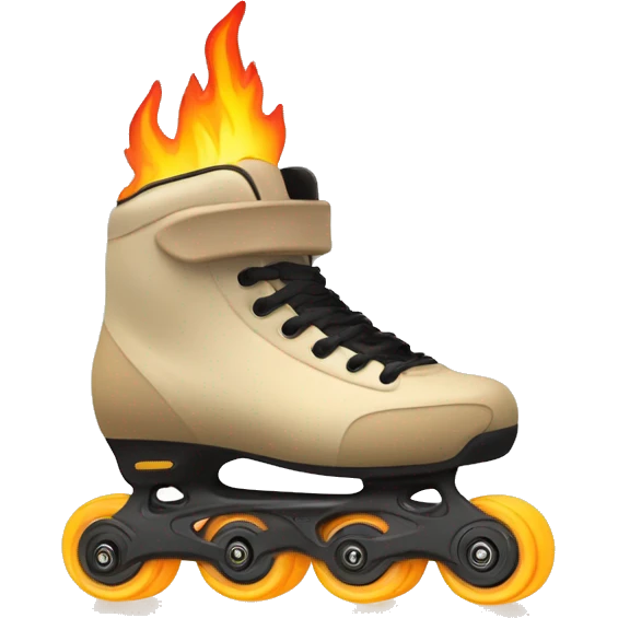 a beige color rollerblade inline skate leaving big fire traces, just the object itself emoji