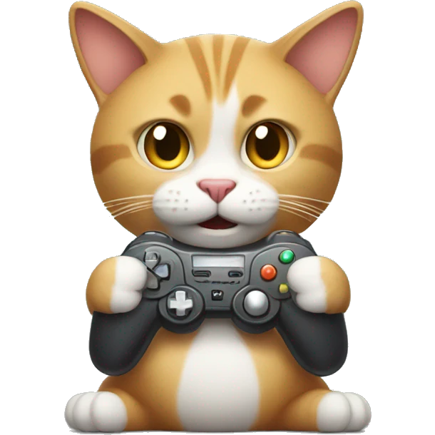 Crazy cat playing video games emoji