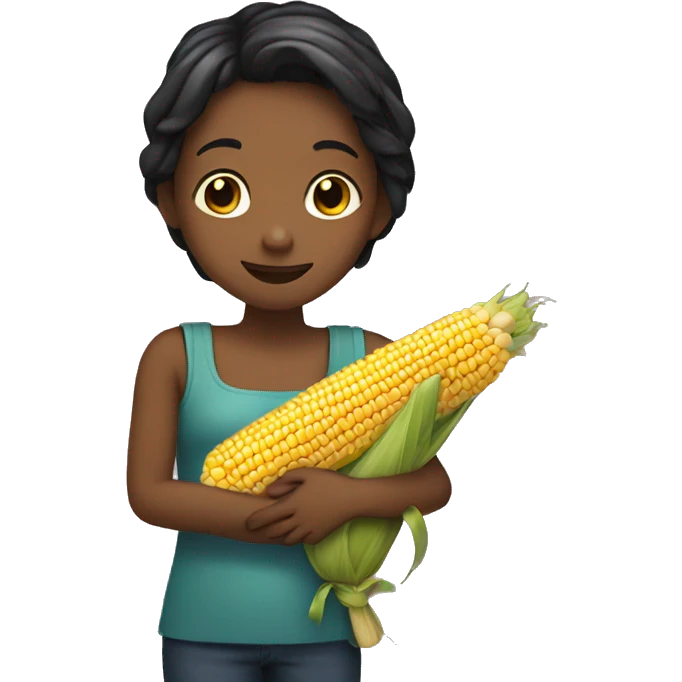 Girl hugging corn emoji