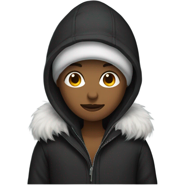Black winter coat with fur hood emoji