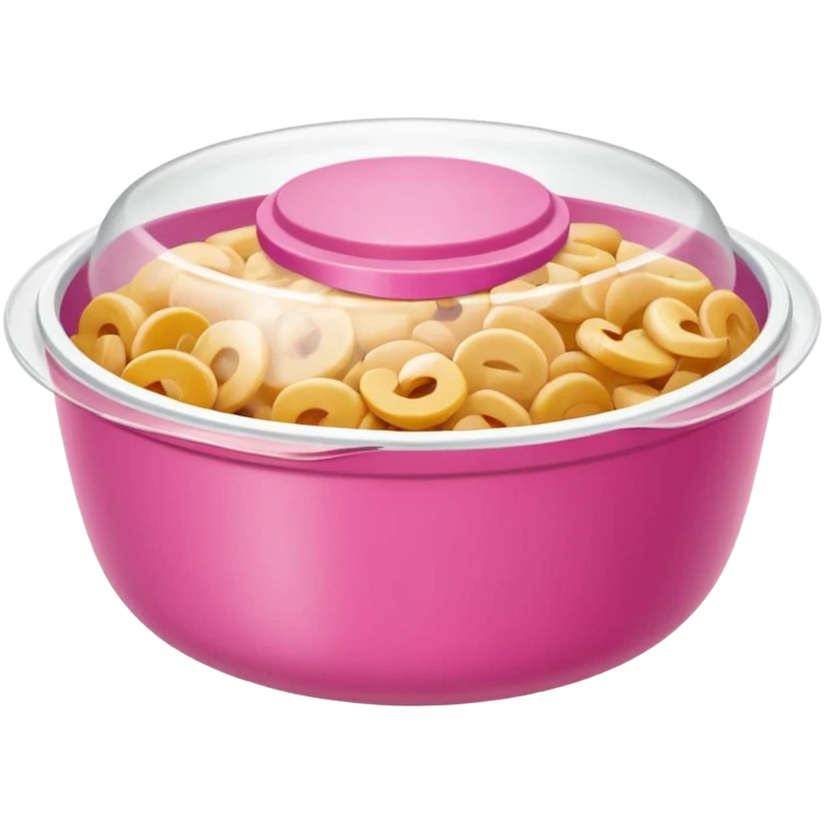 leftover food bowl, with plastic cover on top. pink emoji