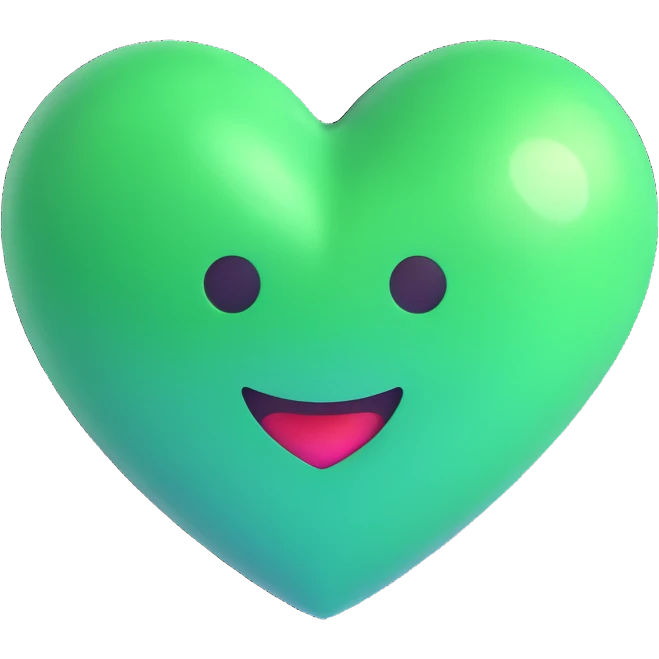 shiny and bold green heart 3D emoji style emoji