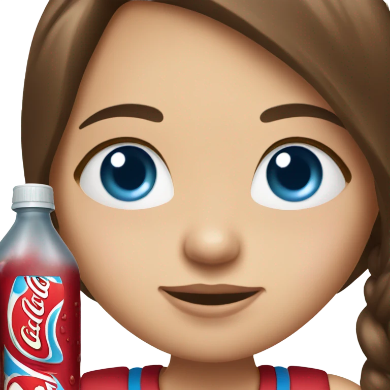 Drinking dr pepper cherry flavoured Brown hair girl blue eyes emoji
