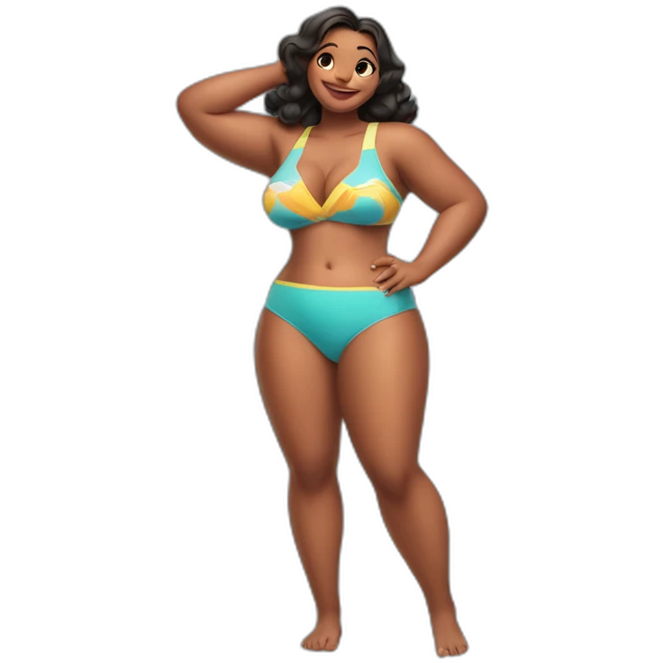 Slim-Thicc woman swimsuit posing full body (lilo and stitch lifeguard lady, perfect body, hourglass figure) emoji