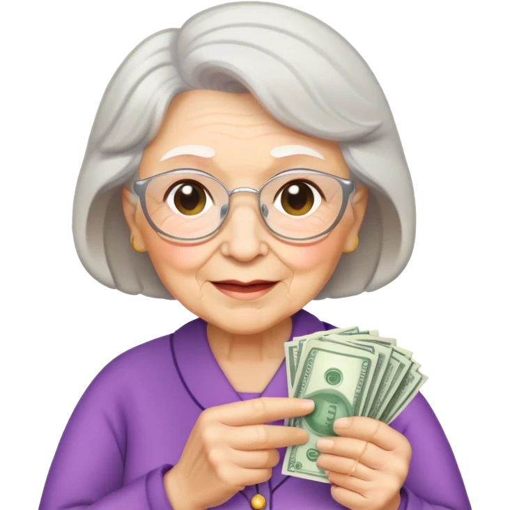 cute grandma with money in her hand emoji