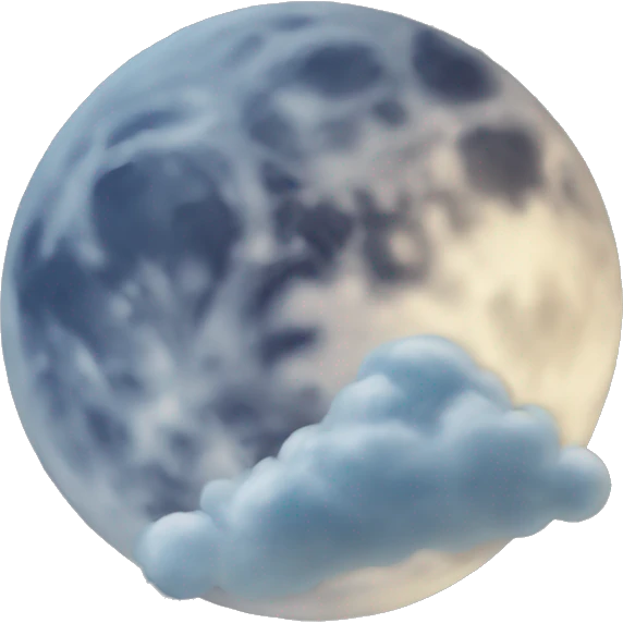 full moon with two clouds near it emoji
