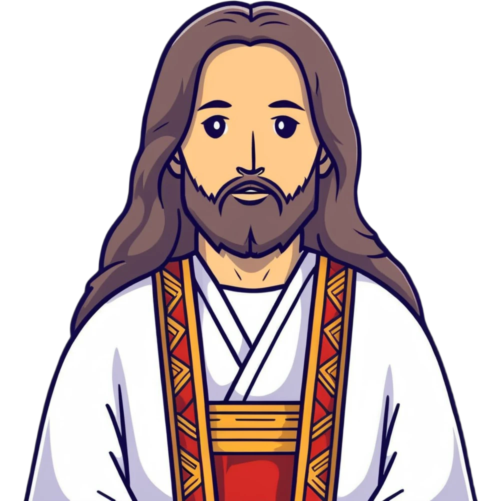 Jesus Christ with long hair and beard, wearing traditional robes emoji