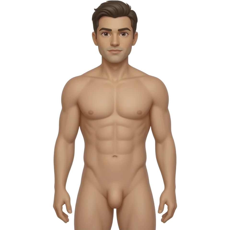 Nude men with penis and ass front waist emoji