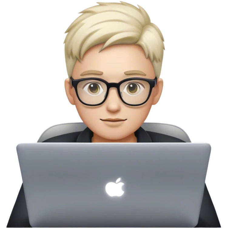 An emoji of a person with a laptop wearing glasses and with a slight neon glow emoji