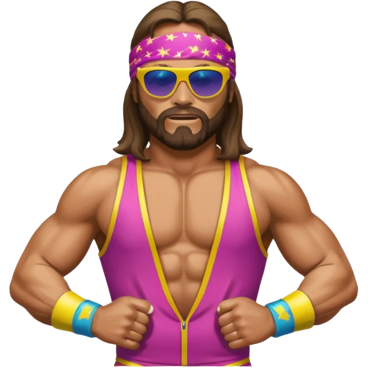 Create a Macho Man emoji for a teams chat but make it more original style to the game - make it as realistic as possible emoji