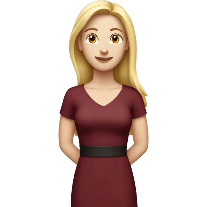 White Girl wearing maroon dress standing emoji