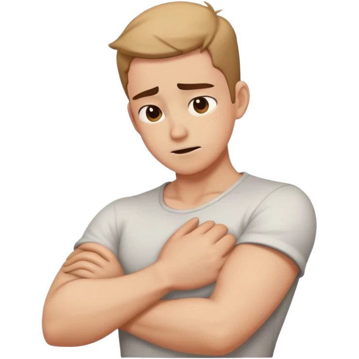 Arms crossed holding neck crashing out emoji