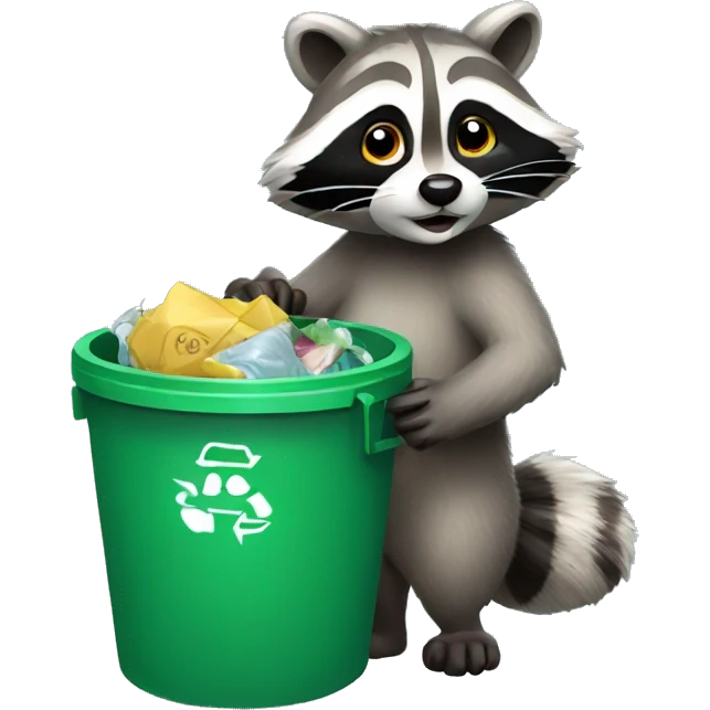 racoon with trash bin emoji