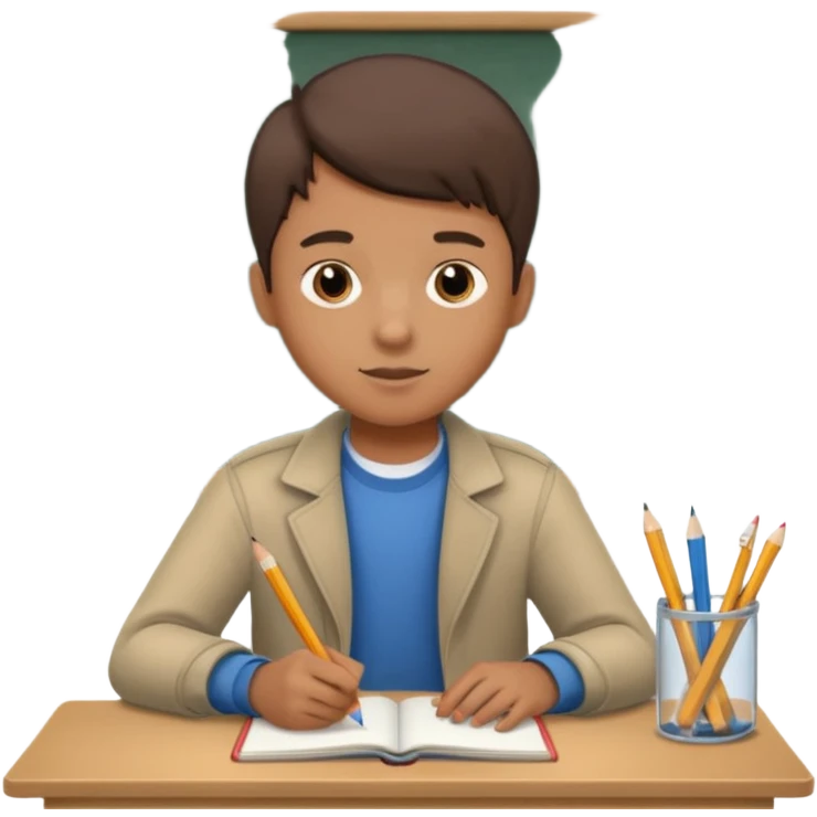 boy taking a test in a classroom emoji