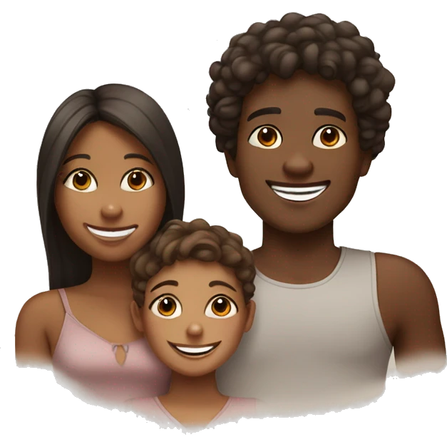 2 brown skin girls and one brown skin boy smiling  emoji