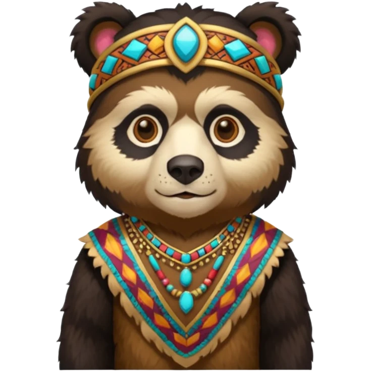 spectacled bear in Inca costume emoji