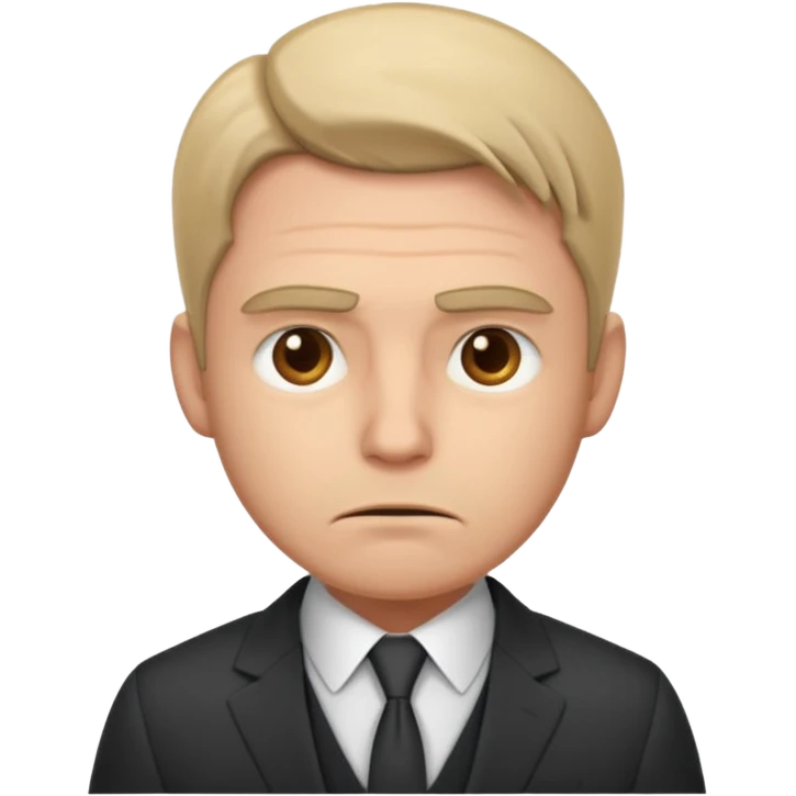 a liittle tired and frustrated entepreneur (only his face). with suit and only a little bit emotional face emoji