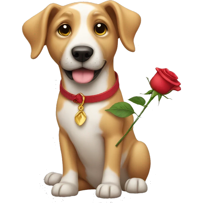 Dog holding a rose emoji