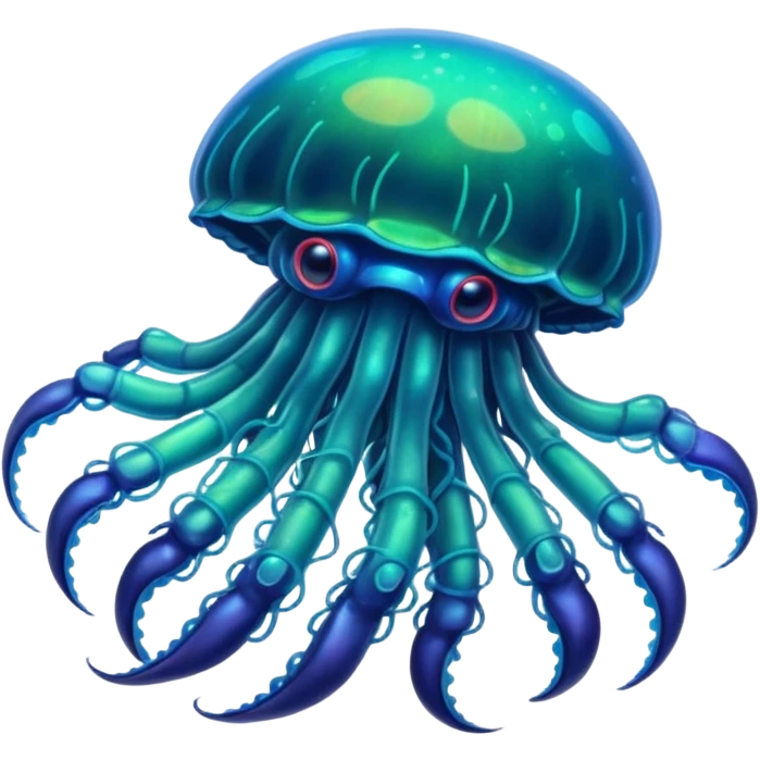 Neon glowing jellyfish-crab-squi emoji