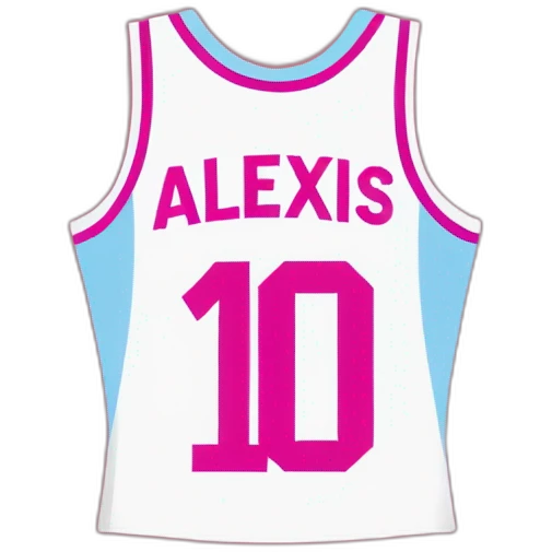 Maillot de basket rose avec comme nom Alexis et comme numéro 16 emoji