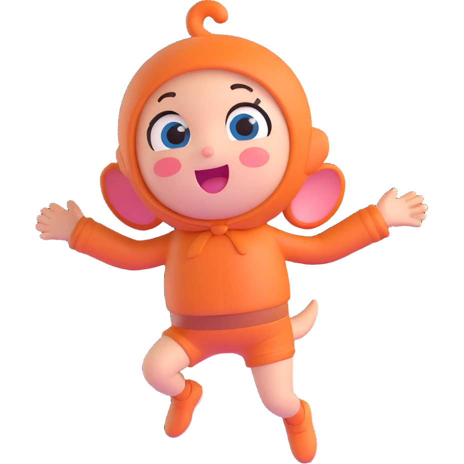 cute character with an extremely giddy and excited expression, jumping, blushing, eyes wide open emoji