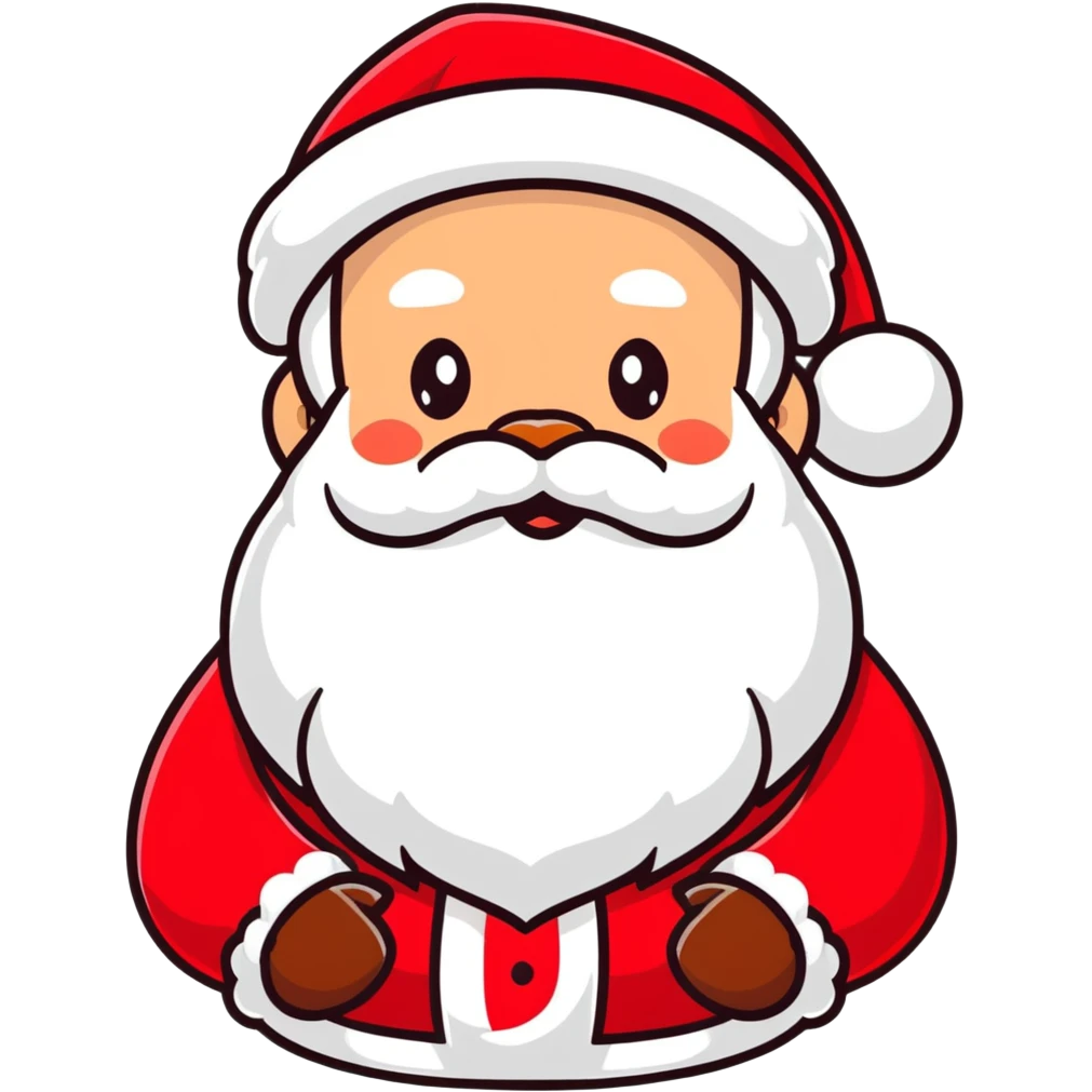 Jolly Santa Claus head with rosy cheeks, white fluffy beard, and classic red hat emoji