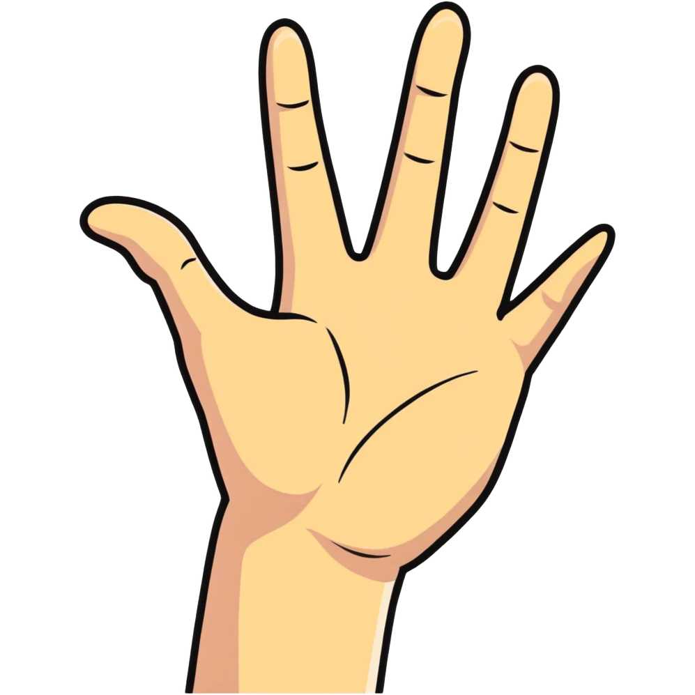 open human hand, palm facing forward, cartoonish, simple background emoji