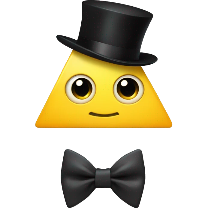Yellow triangle with one eye and black top hat with bowtie emoji