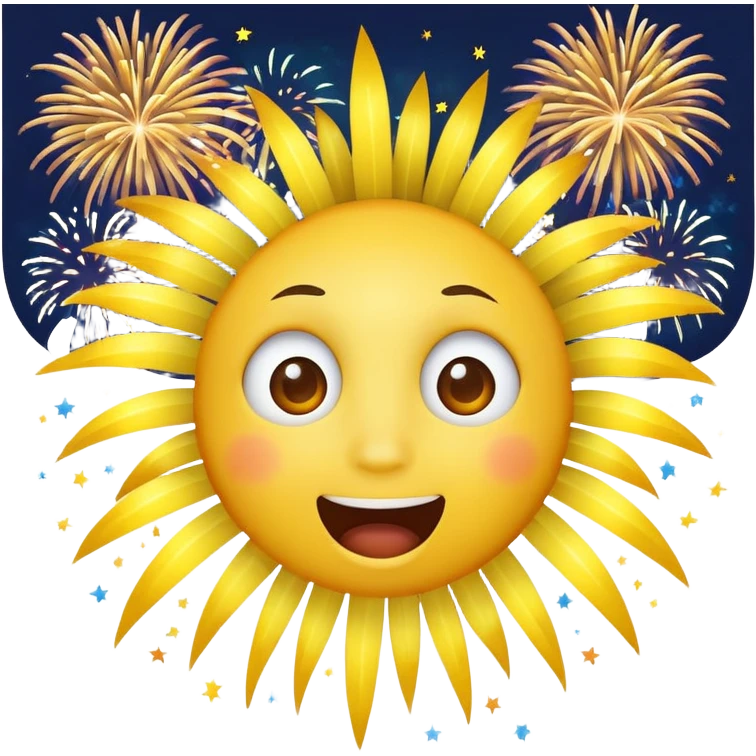 yellow face looking up at fireworks, excited expression emoji