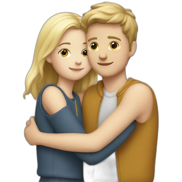 White boy and girl hugging  emoji
