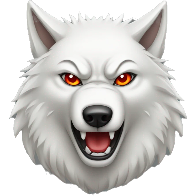 Angry white wolf with red eyes emoji
