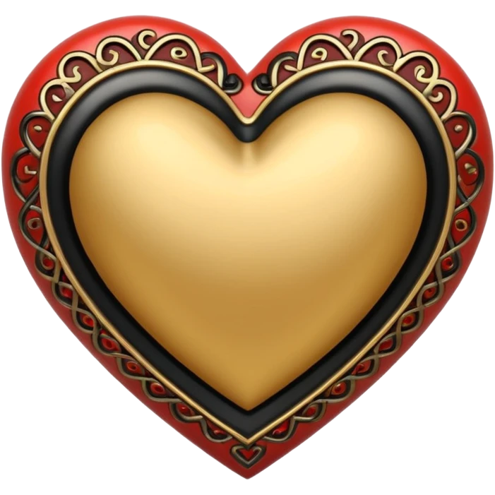 Gold heart with black details  emoji