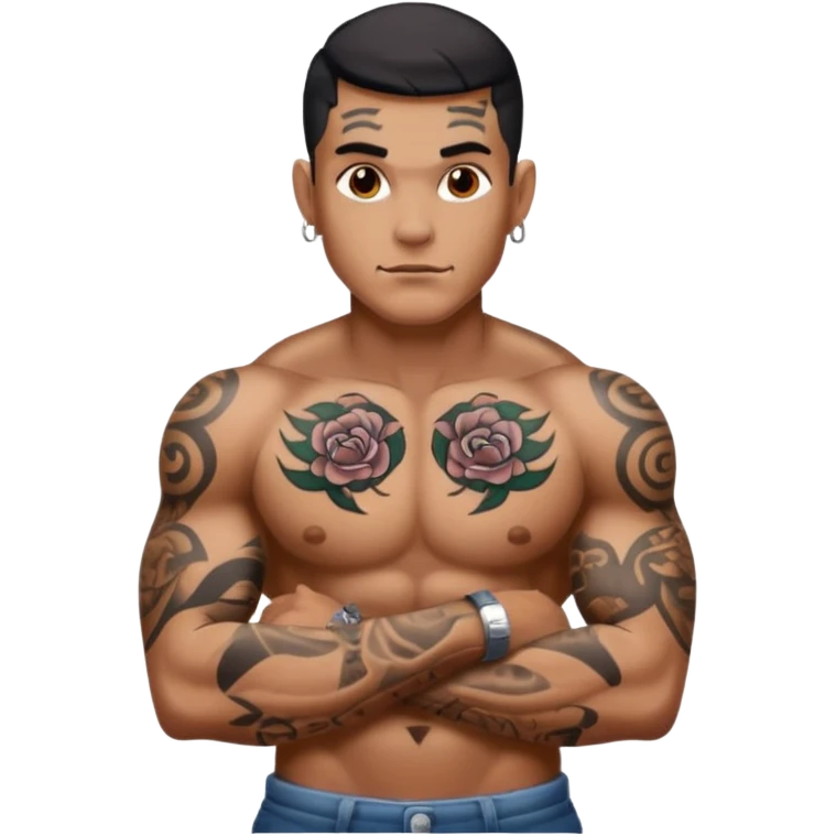 man have more tattoos on his complete body  emoji
