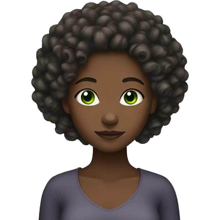 black girl with curly hair and green eyes  emoji