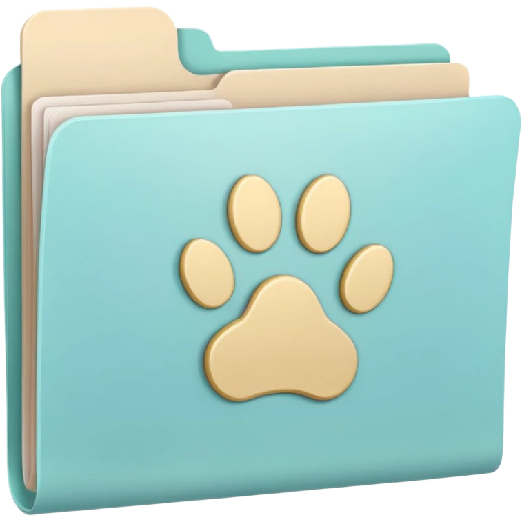 a pastel folder of documents with a pawprint on it emoji