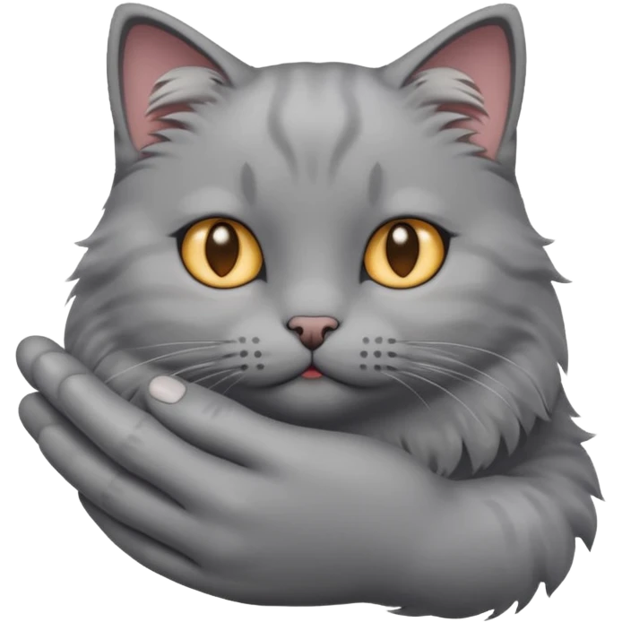 A hand touching a cat emoji