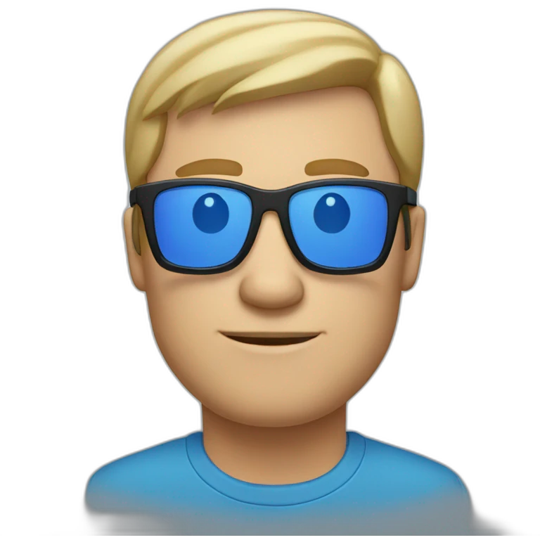 white man with glases and blue tshirt emoji