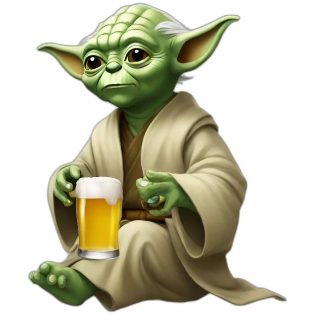 Yoda drinking beer emoji