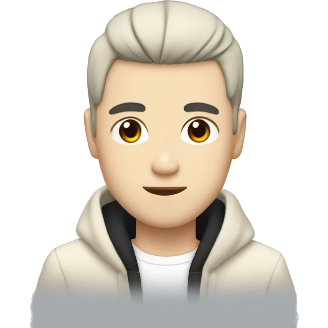 white skin color japanese man with black anime hair, make it from shoulders and create only one emoji emoji