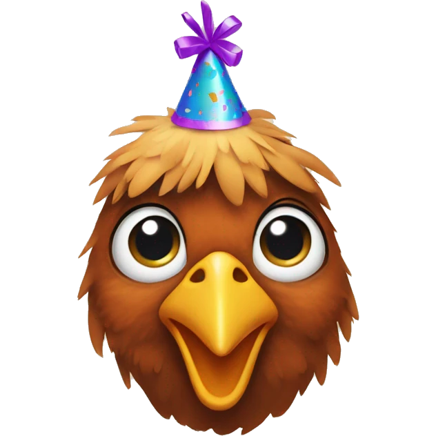 Chicken with birthday hat emoji