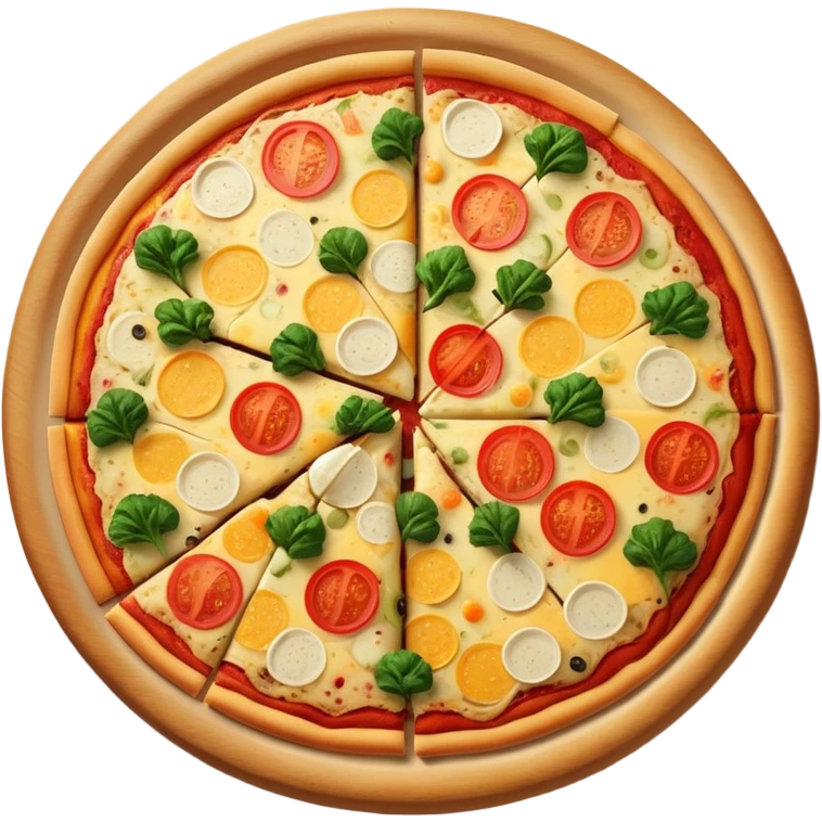 Whole cheese pizza with veggies on it  emoji