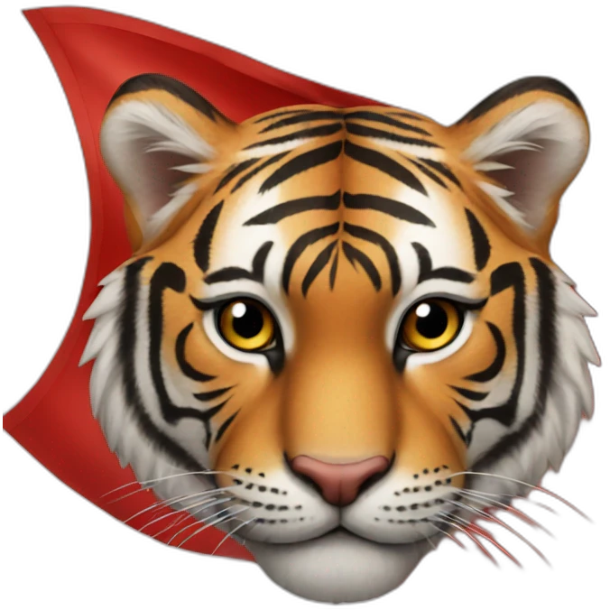 Tiger in a red flag emoji