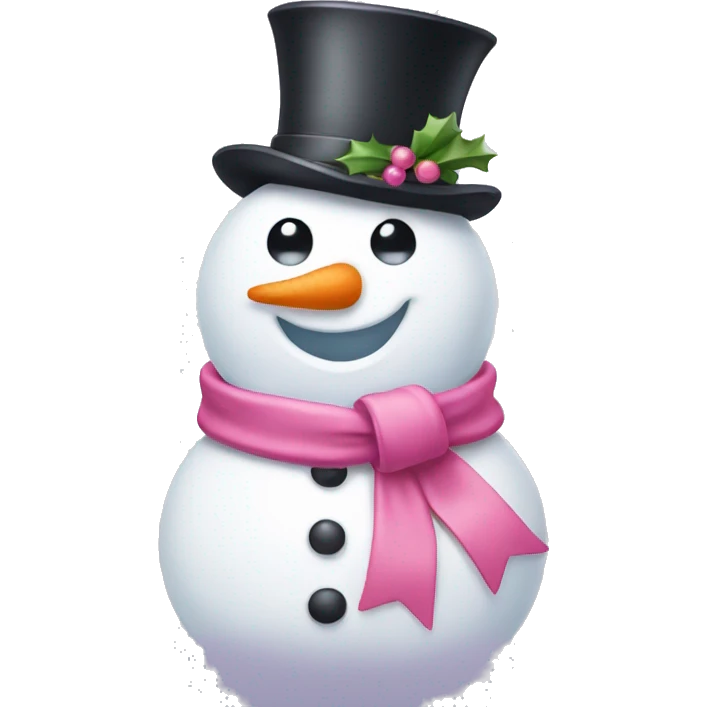 Snowman with pink bow on its ear emoji